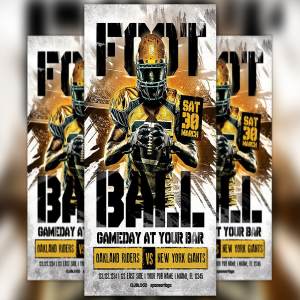 美国橄榄球比赛日传单模板 American Football Game Day Flyer