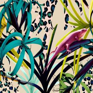 花卉绿叶无缝图案纹理 Seamless floral patterns with leaves