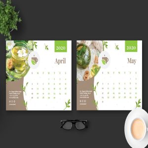 茶文化茶叶品牌定制2020年活页台历表设计模板 2020 Tea Herbal Green Calendar Pro插图4