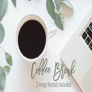 笔记本电脑，咖啡&桉叶场景样机 Coffee, Laptop  & Eucalyptus | Stock