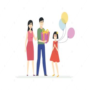 生日会场景卡通人物矢量图形 Happy birthday – cartoon people characters