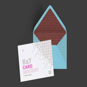 A7规格信封&贺卡设计样机模板 A7 Envelope and Landscape Card Mockup插图2