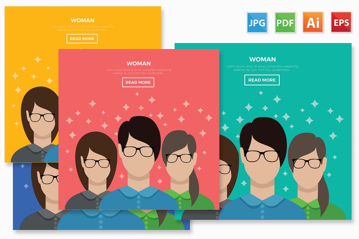 女性形象卡通矢量插画设计素材 Woman design