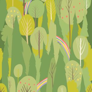 夏天森林水彩手绘无缝图案背景素材 Seamless vector summer forest pattern. Summer back