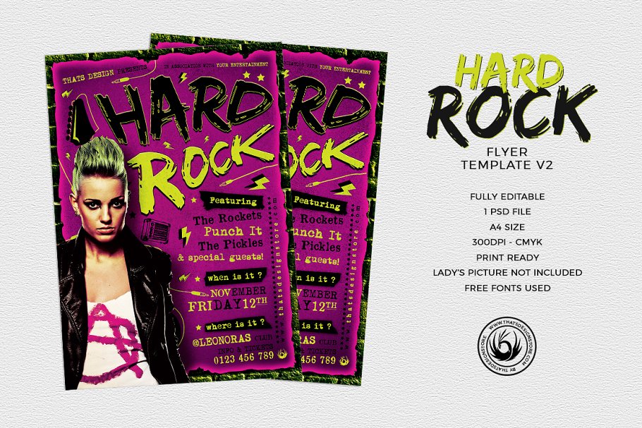 重金属摇滚音乐海报传单PSD模板V.2 Hard Rock Flyer PSD V2