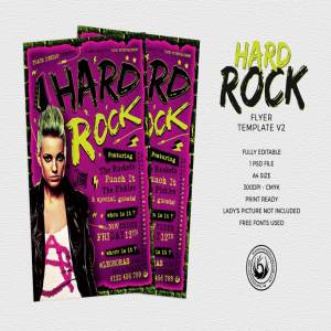 重金属摇滚音乐海报传单PSD模板V.2 Hard Rock Flyer PSD V2