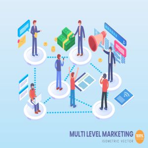 多维度场景化营销2.5D矢量等距概念插画 Isometric Multilevel Marketing Vector Concept