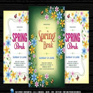 春季旅游活动海报模板 Spring Break /  Time Flyer