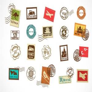 复古矢量邮票图标 Vintage vector stamps icons