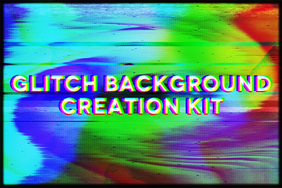 失真抽象信号丢失照片效果处理PS动作 Glitch Background Creation Kit