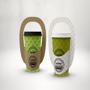 纸杯&纸杯外带包装设计样机模板 Single Cup Paper Carrier Packaging Mockup