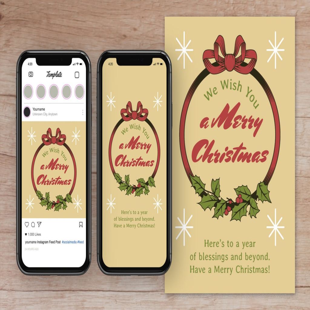 圣诞节电子贺卡设计模板 Christmas Greetings Social Media Post插图