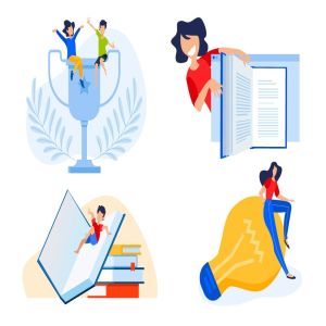 图书阅读主题矢量概念插画 Set of education concepts