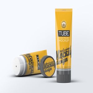 鞋子清洁产品品牌软管&盒子样机模板 Tube Shoe Polish Mock-Up