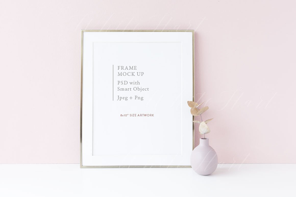 北欧冷淡风格画册相框模板 Gold 8×10″ frame mock up