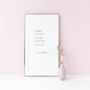 北欧冷淡风格画册相框模板 Gold 8×10″ frame mock up