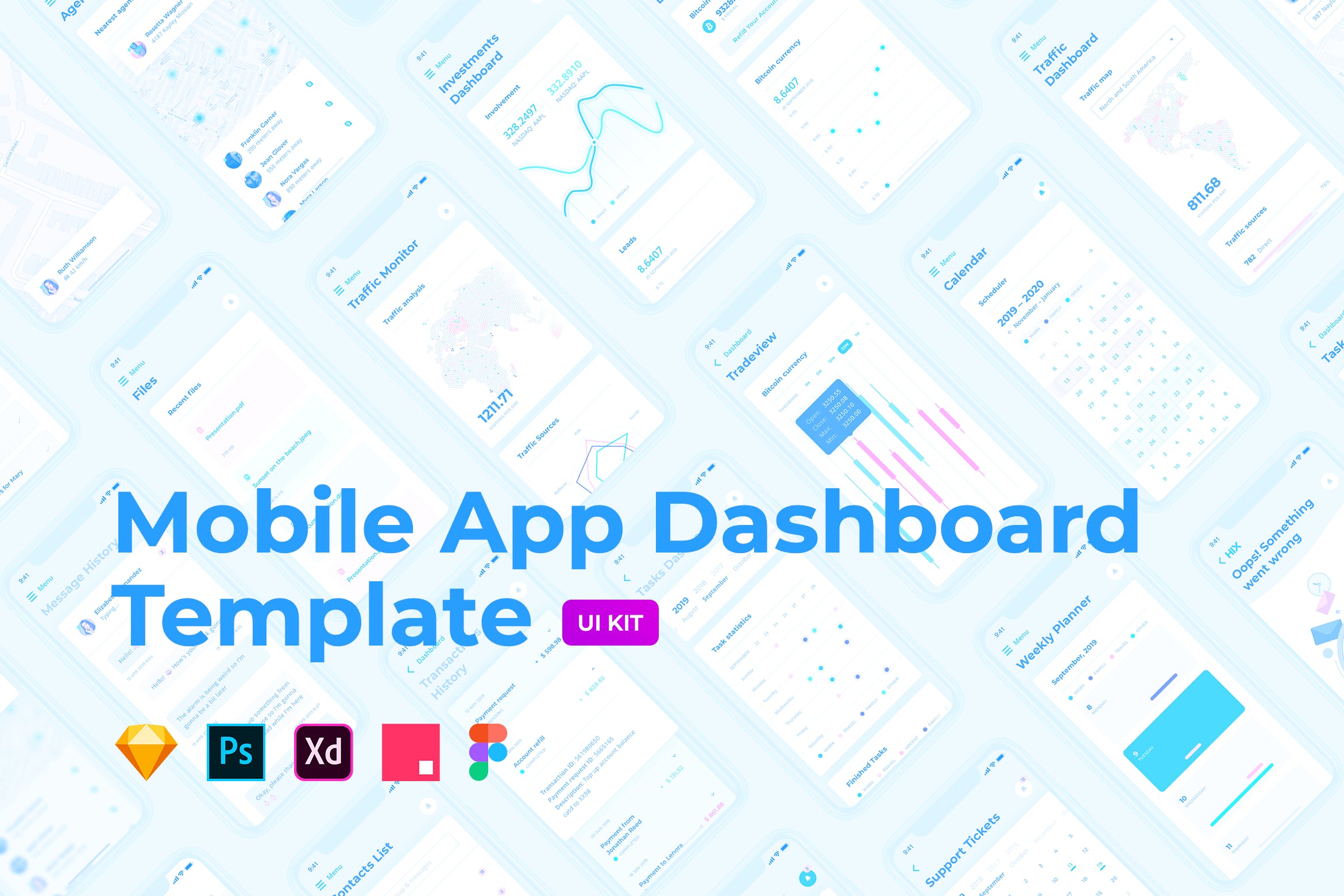 多用途APP应用数据统计分析后台UI设计套件 Mobile App Dashboard – HIX Multi-Format UI KIT