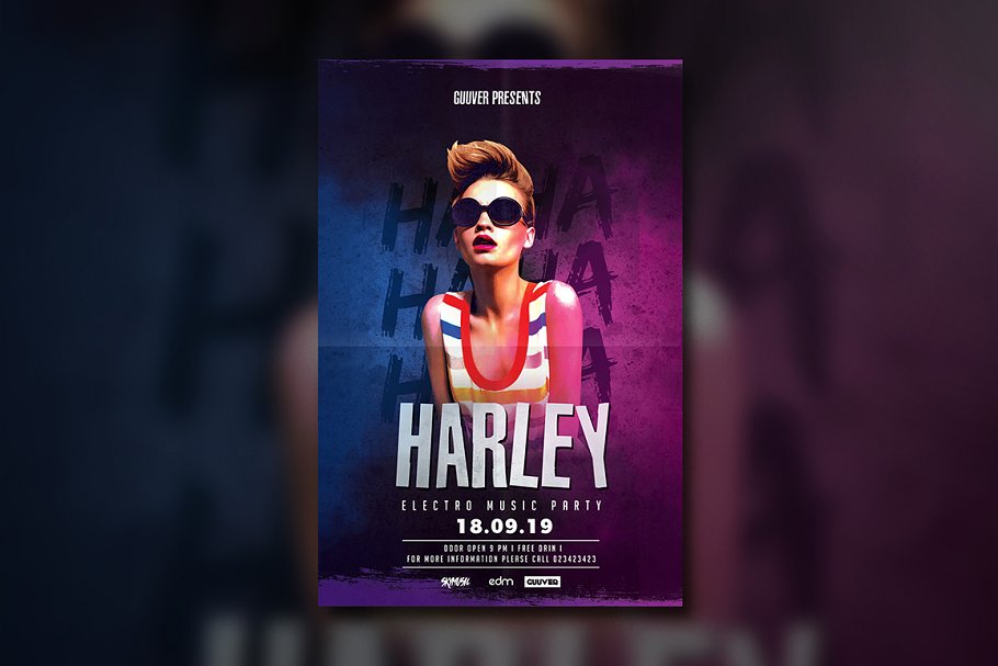 电子音乐派对海报传单模板  Electro Squad Party