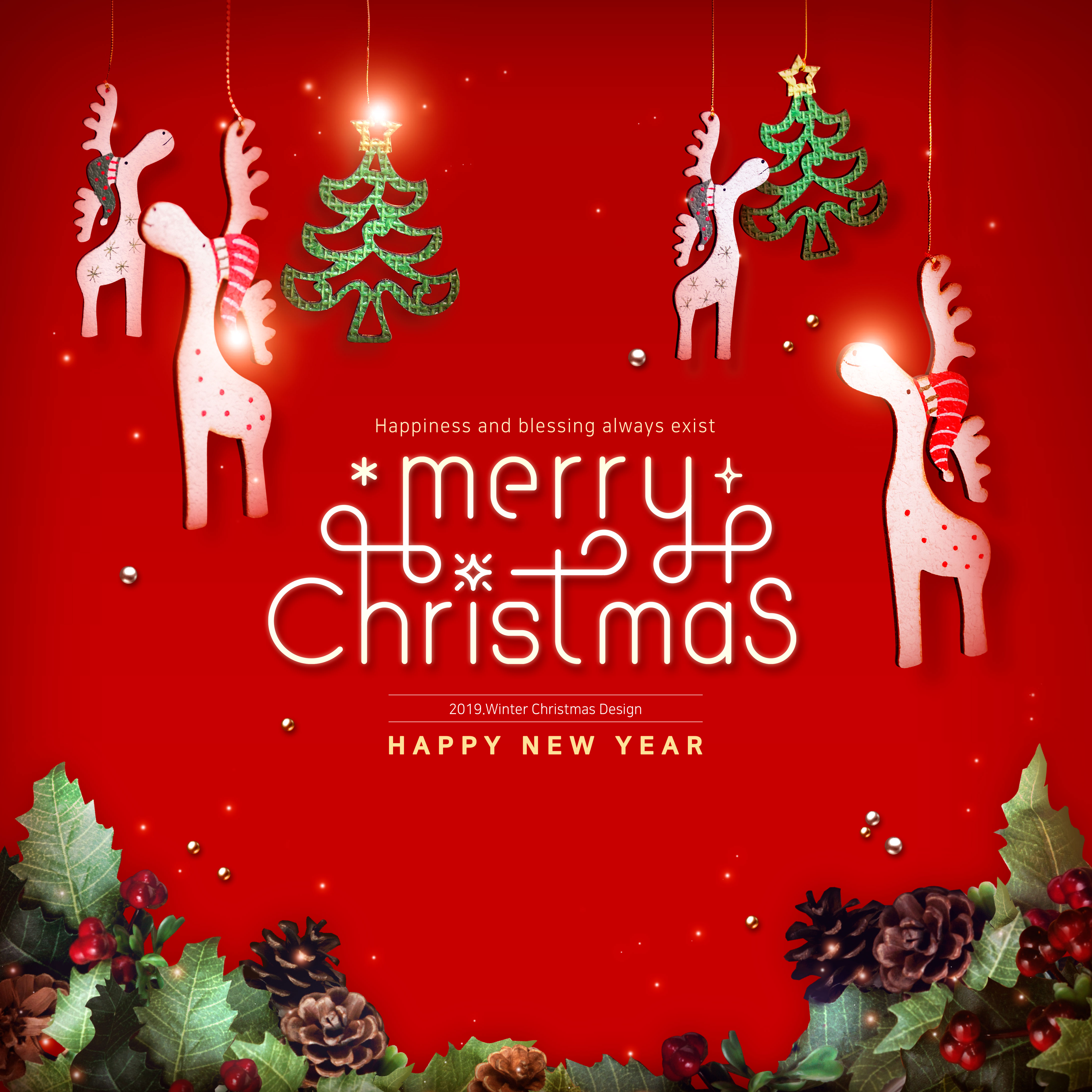 圣诞新年问候祝福海报psd素材