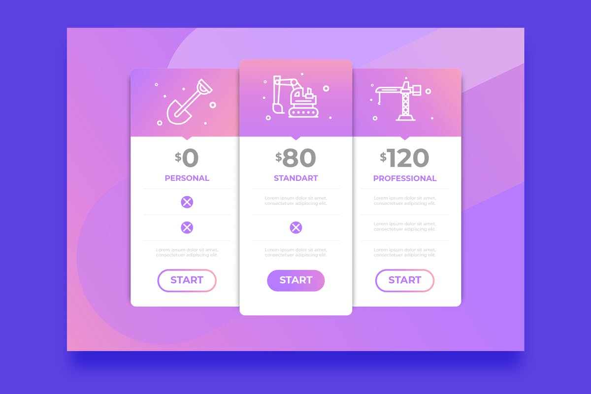互联网产品服务价格表设计模板 Pricing Table.01