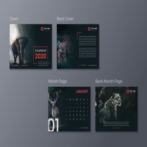 动物摄影主题2020款活页日历设计模板 Calendar 2020插图2