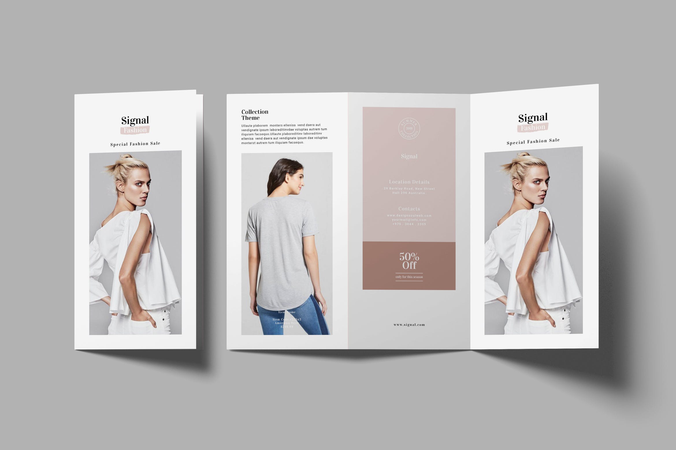 时尚行业三折页宣传页设计模板 Fashion Trifold Brochure