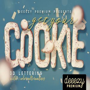 曲奇饼干3D立体英文字母插画素材 Get Your Cookie – 3D Lettering