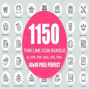 1150枚实用线条图标合集 Alex Line Icons Bundle