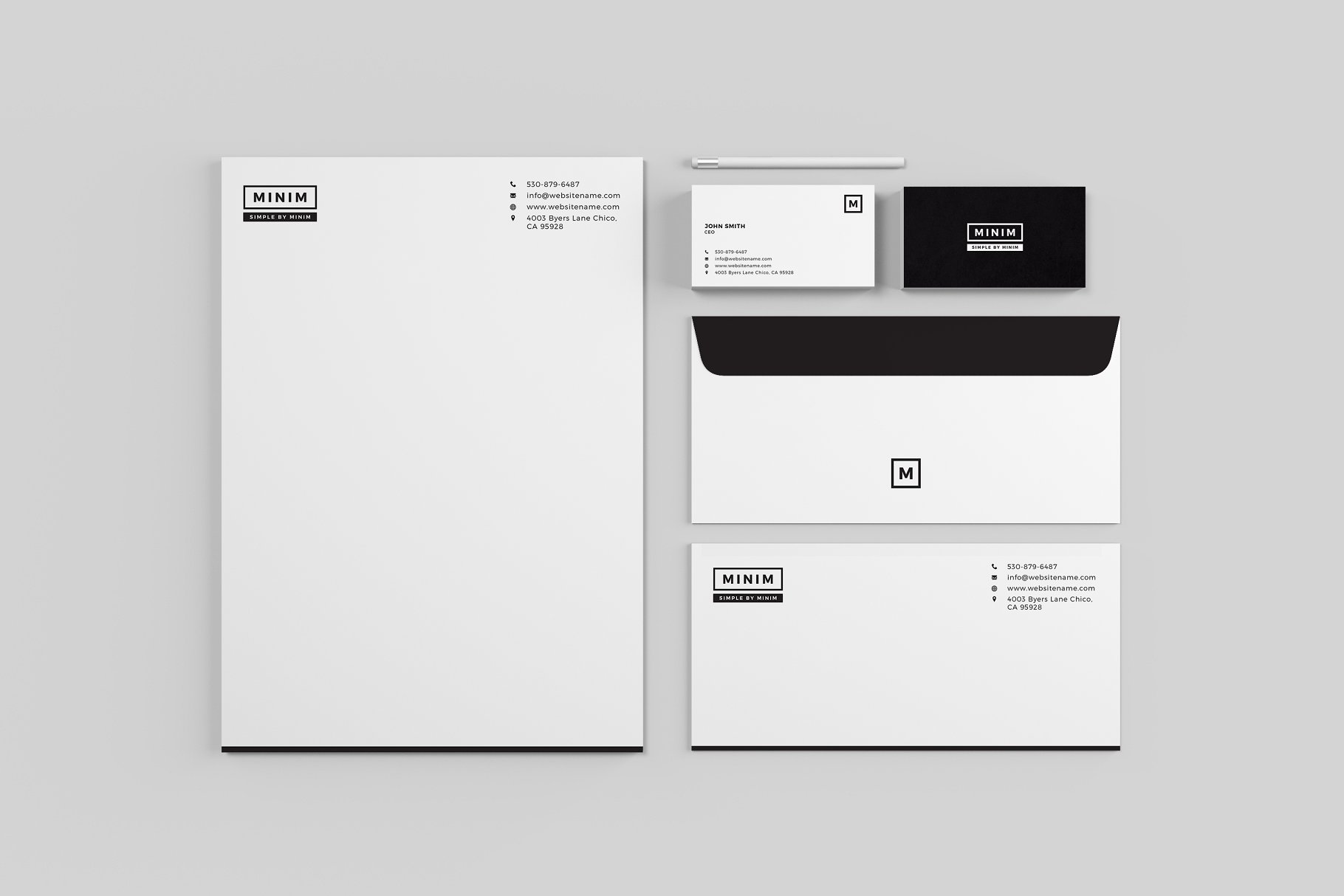 简约实用品牌办公文具样机模板 Minim – Simple Clean Stationery