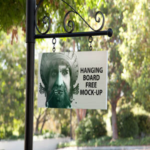 悬挂广告牌模版 Hanging Board Mockup