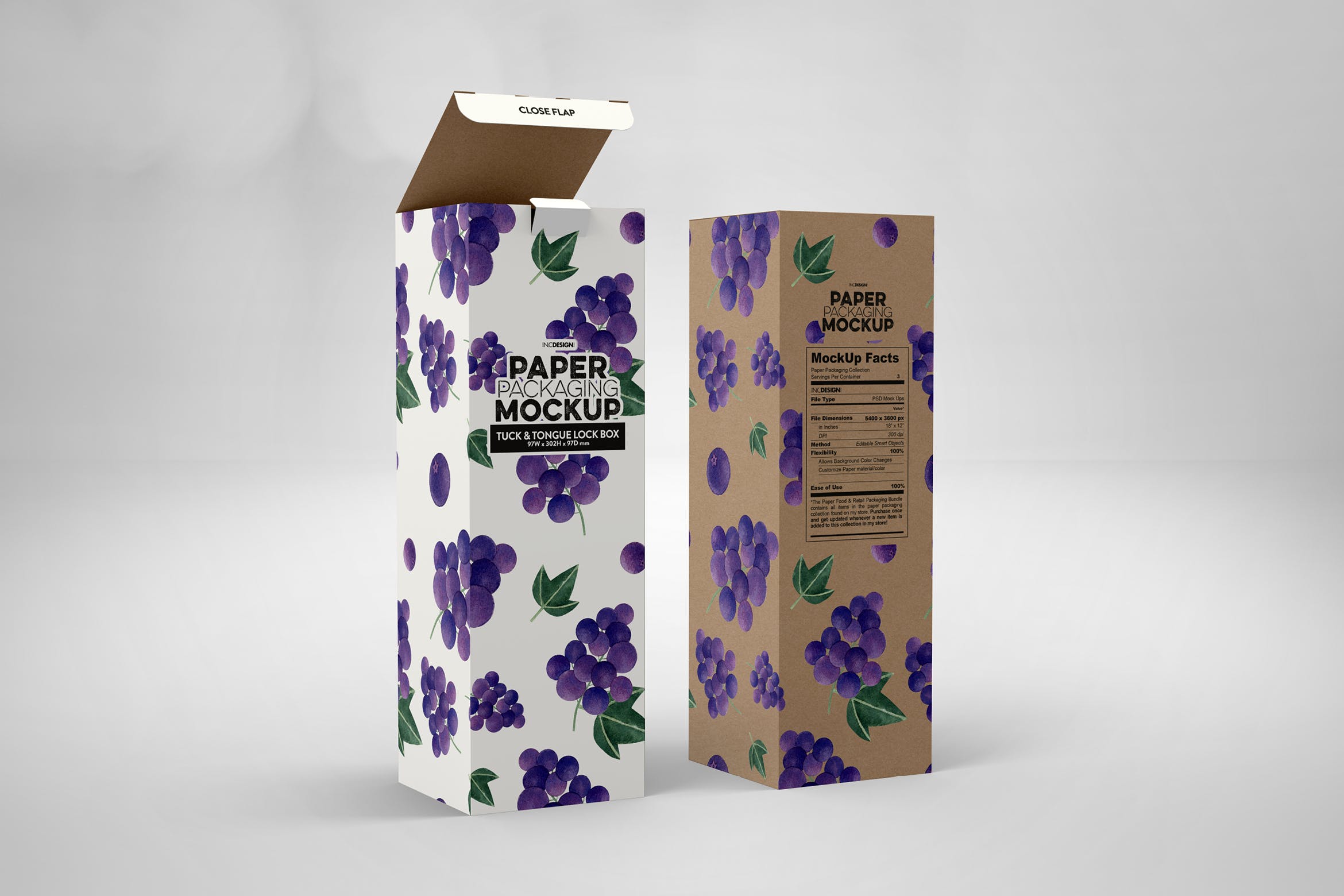 长方体产品包装盒设计效果图样机 Tall Box Tuck & Tongue Lock Mockup