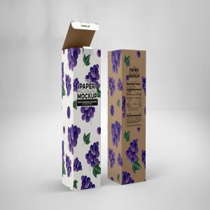 长方体产品包装盒设计效果图样机 Tall Box Tuck & Tongue Lock Mockup