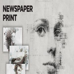 创意添加报纸文字印刷效果照片处理PS动作 Newspaper Print Photoshop Action CS3+