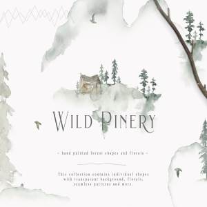 诗情画意荒野水墨画插画 Wild Pinery Watercolor Collection