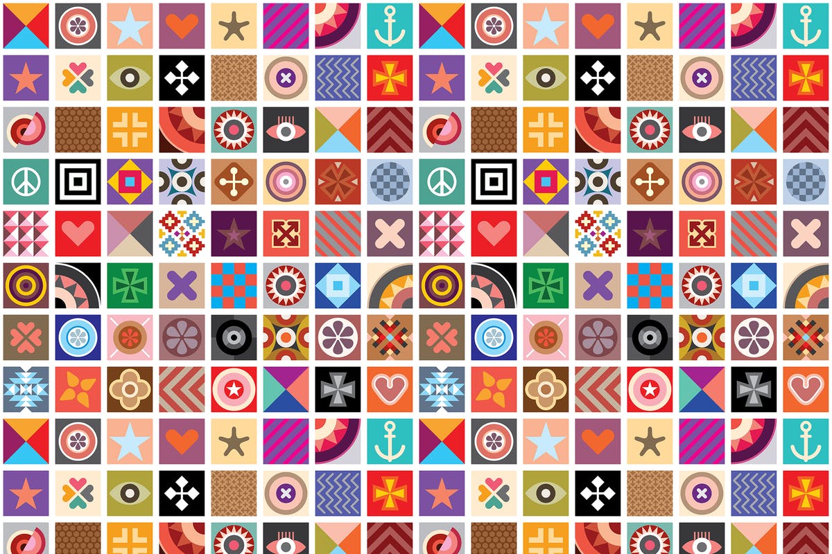 多彩几何图形图标无缝纹理素材 Abstract Patterns Seamless Wallpaper