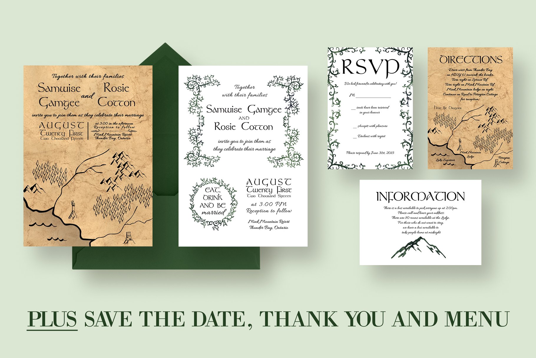 复古藤蔓纹理婚礼请柬套装 Ye Olde Wedding Invitation Suite