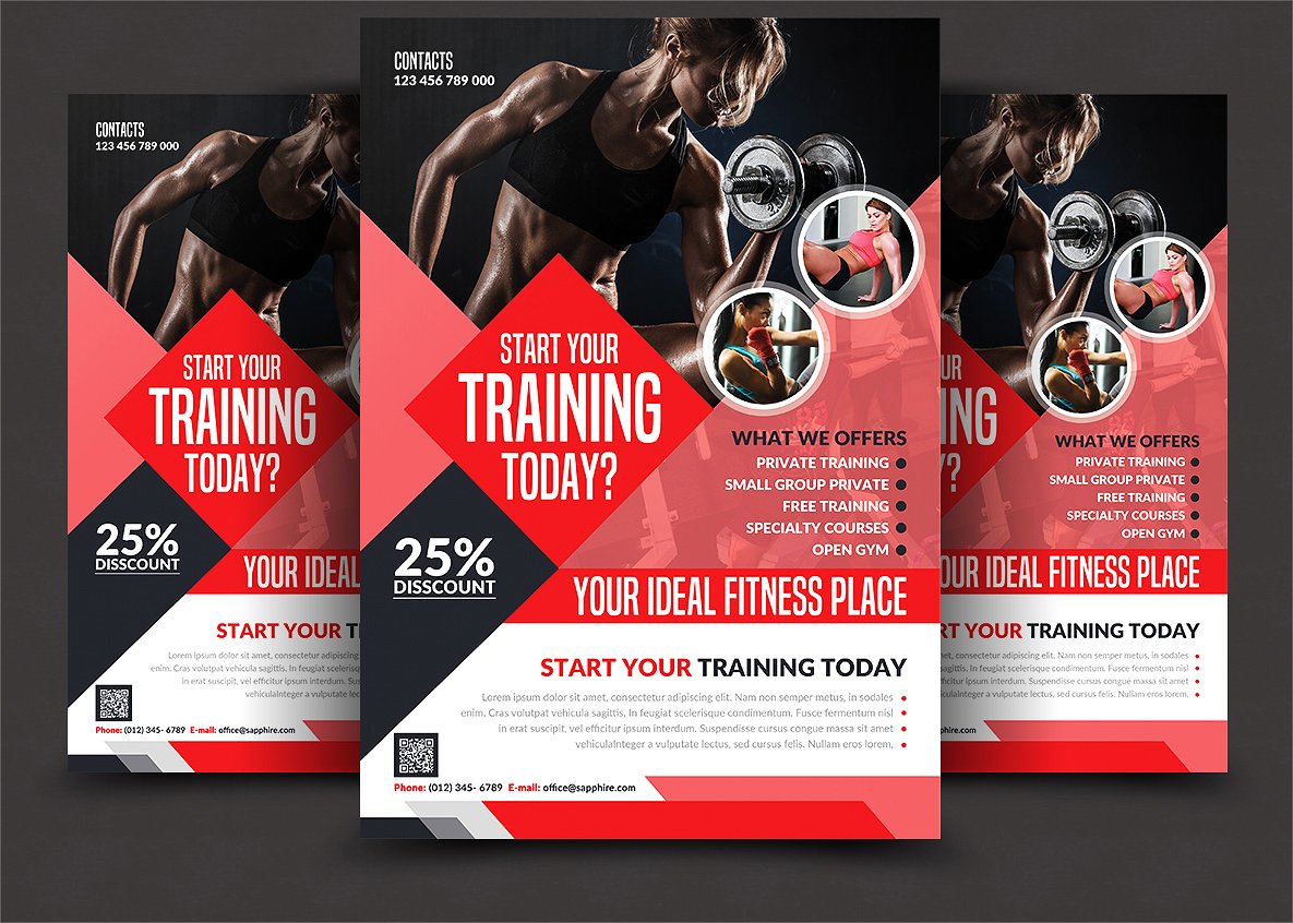 运动健身俱乐部促销活动宣传模板 Fitness Flyer