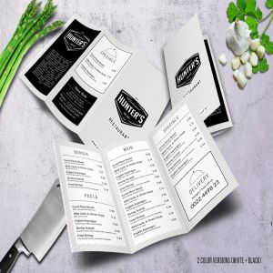 极简主义折页菜单模板 Minimal A4 Trifold Menu – 2 Color Versions