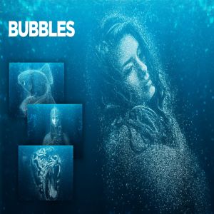 创意水下气泡画艺术效果一键生成PS动作 Bubbles CS4+ Photoshop Action