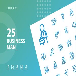 商业主题矢量线性图标设计素材 Businessman Lineart