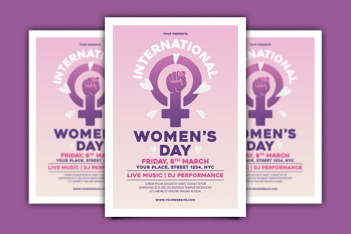 国际妇女节日庆典传单设计 International Women’s Day Flyer