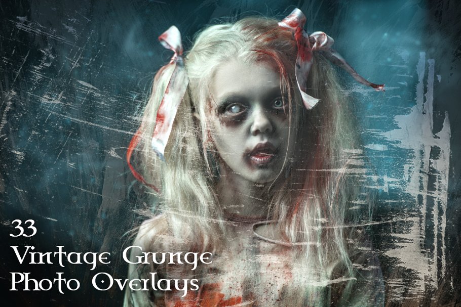 高清复古“Grunge垃圾”风格效果照片叠层背景