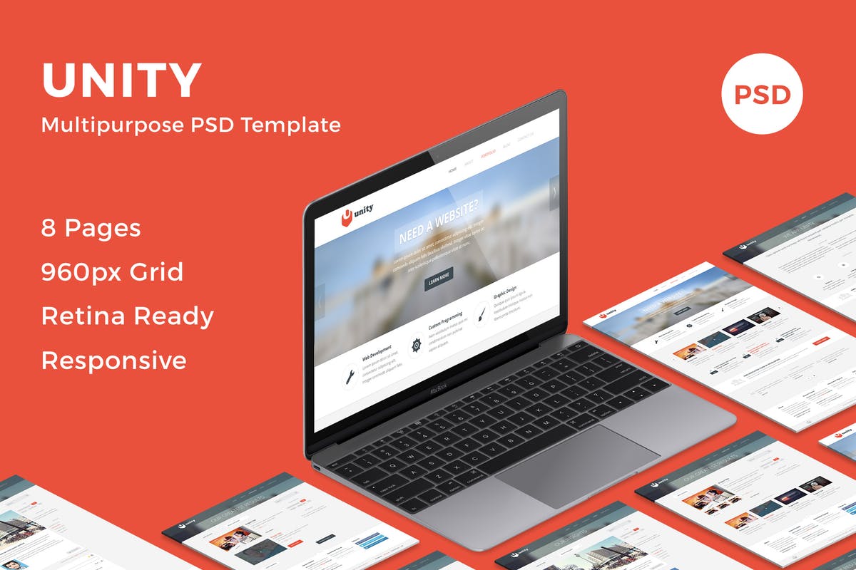 多用途商业网站企业网站设计PSD模板 Unity – Multipurpose PSD Template