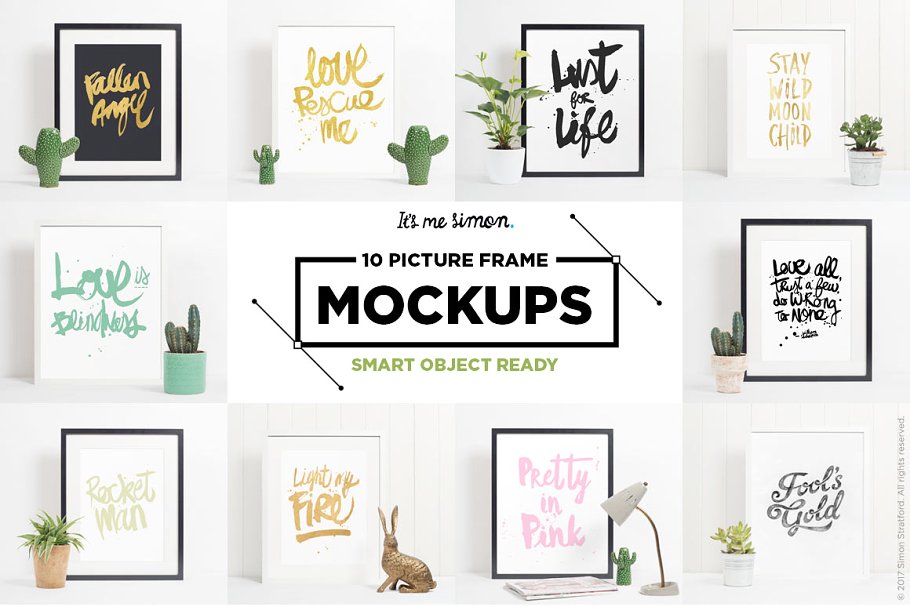 10款不同相框照片展示样机模板合集 10 picture frame mockups photoshop