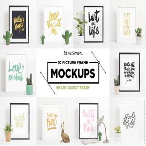 10款不同相框照片展示样机模板合集 10 picture frame mockups photoshop