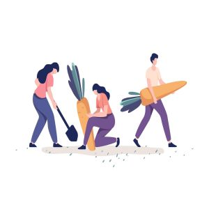 农作物收割场面矢量插画素材 People Harvesting Vegetables