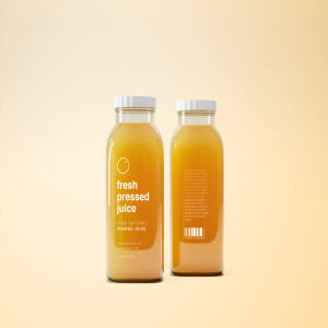 果汁/饮料玻璃瓶外观设计PSD样机模板 Glass Juice Bottle Mockup PSD
