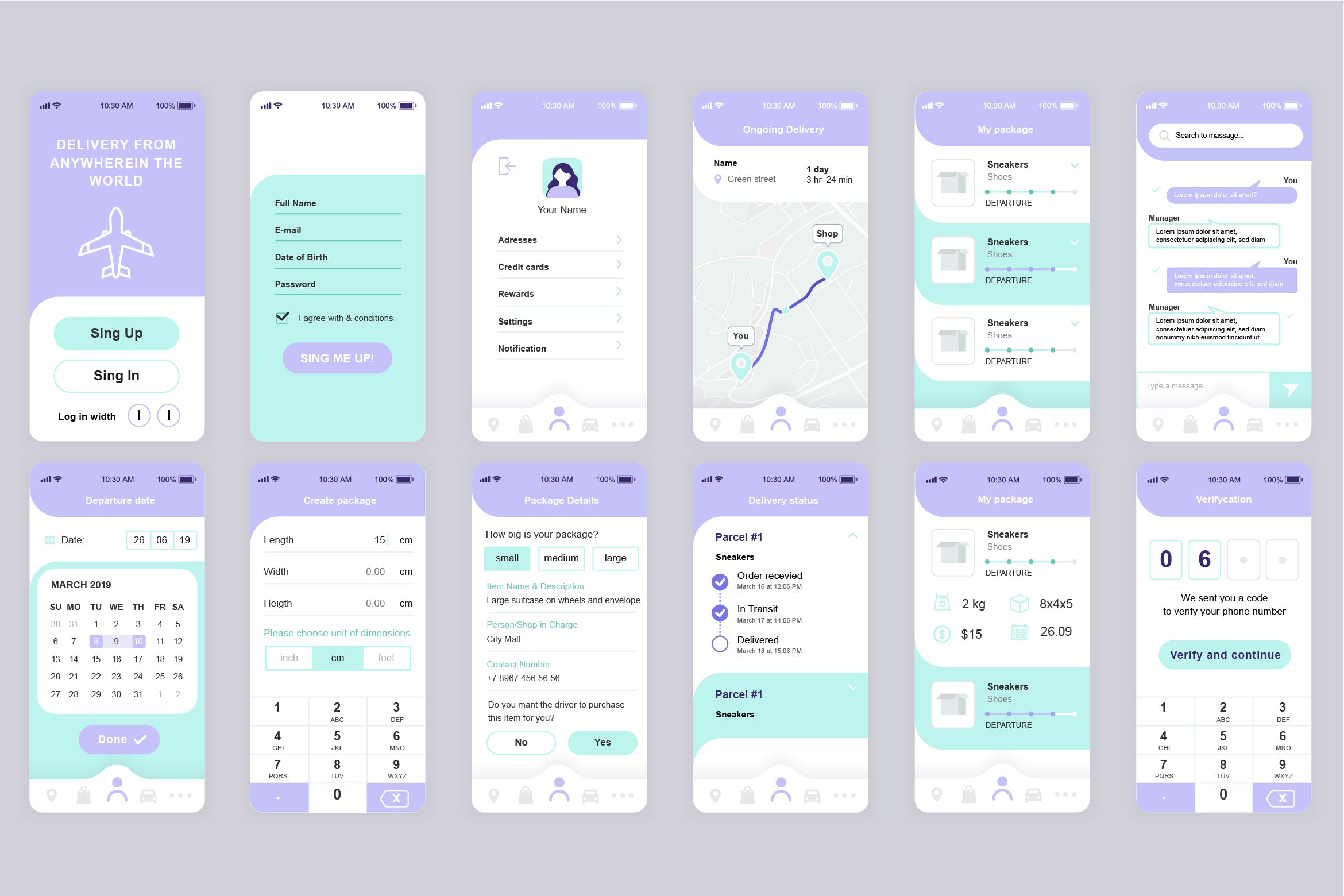 快递超市/快递配送类APP应用开发设计UI套件 Delivery Mobile App UI Kit