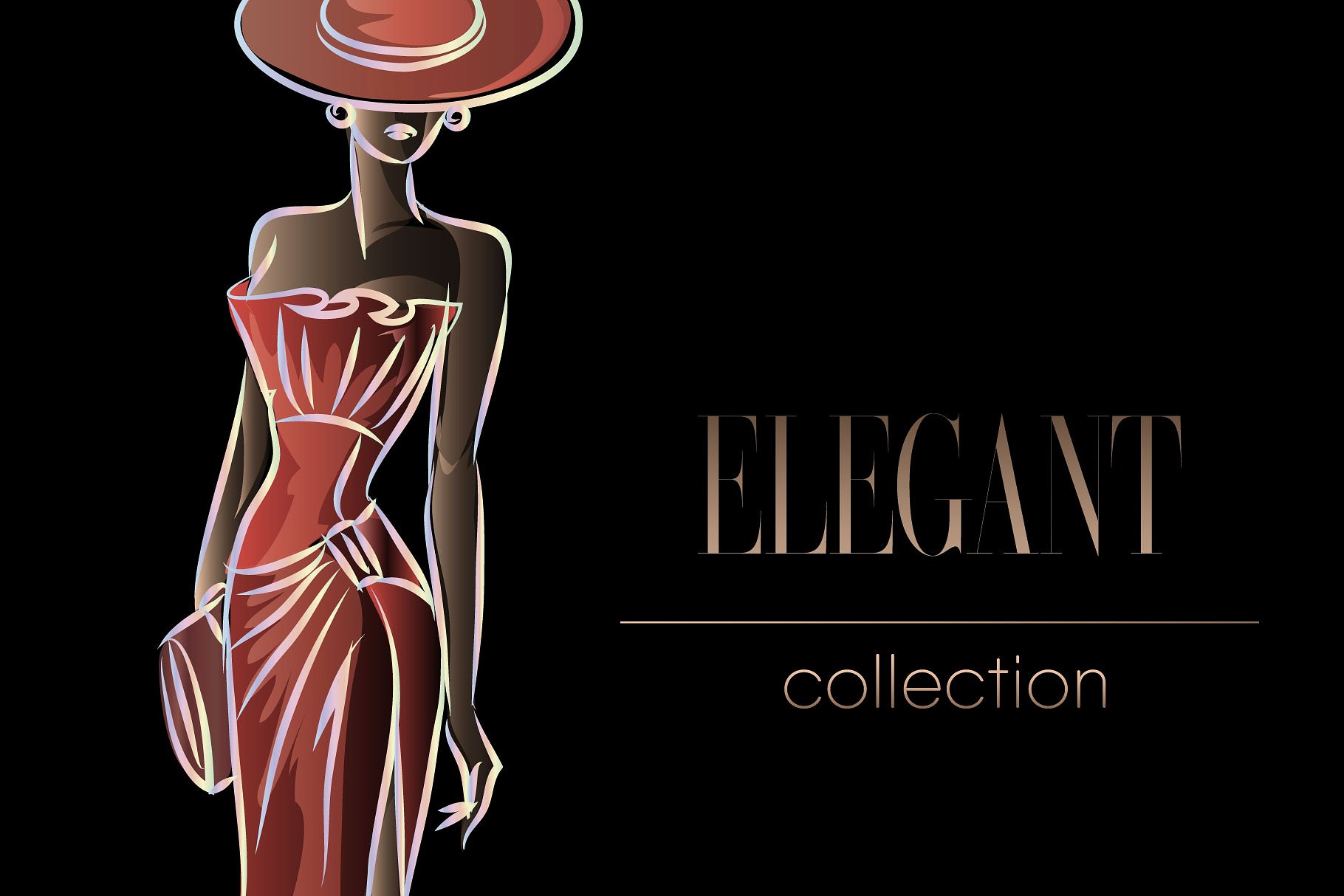 典雅时尚的时装模特手绘矢量素材合辑下载[ai,eps,png]