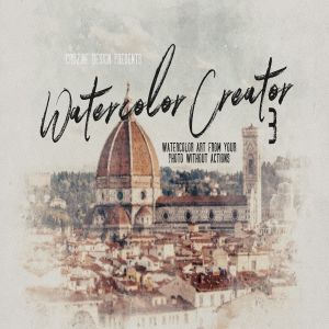 超级水彩画创作生成PS水彩效果PSD分层模板3 The Ultimate Watercolor Creator 3